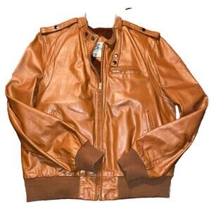VTG Bermans Light Brown Motorcycle Leather Jacket Removable Liner Size 44